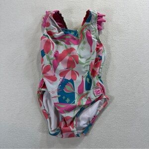 Ruffle Butts Floral One Piece Swimsuit with Ruffles and a Bow Sz 12-18M
